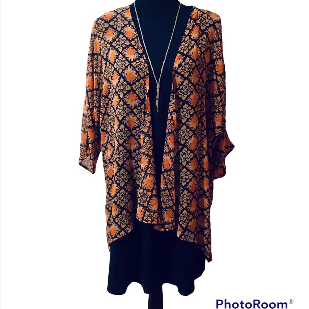 Lindsey Kimono cover up navy and orange